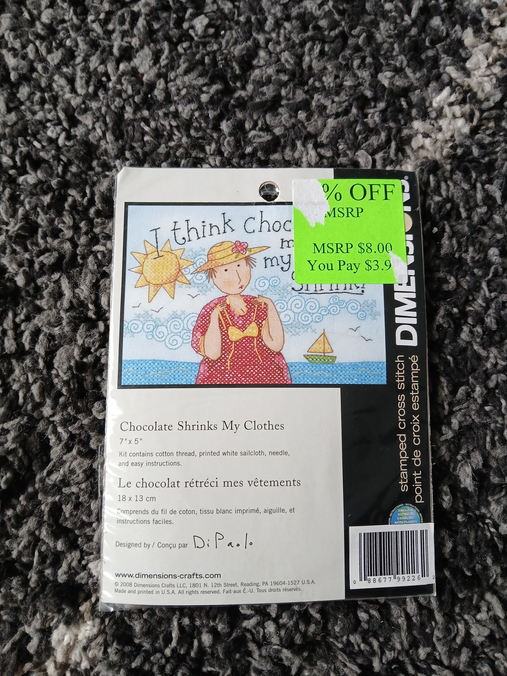 Dimensions 'Chocolate Shrinks My Clothes' Cross Stitch Kit - Multicolor